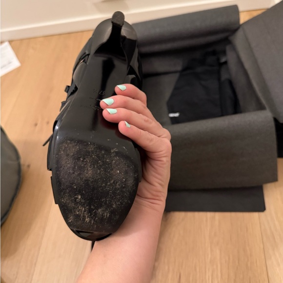 YSL sz 7.5 tribute black patent leather platform sandal - Picture 11 of 12